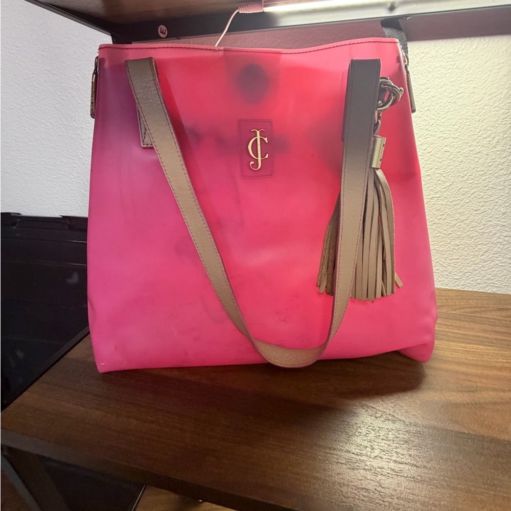 Juicy Couture Pink Tote with Brown Straps